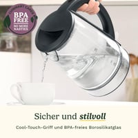Cuisinart 1.7 L Glass Kettle with Variable Temperature Control, 3 kW Quick Boil Function, Cool Touch, Double-Walled Design, BPA-Free, Drip-Free Spout, 360° Rotating Base 4