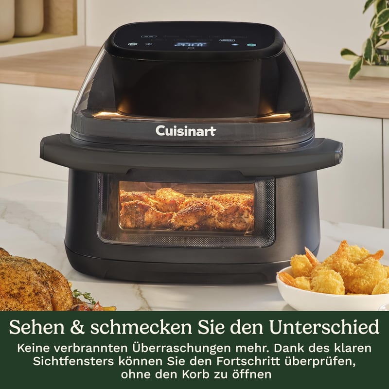 Cuisinart ClearView Forrólevegős Sütő 8,5 L - 280° Látómező, PFAS-mentes, 8 az 1-ben Airfryer, Grillező, MaxCrisp, Dehidratáló, Pizza, Meleg