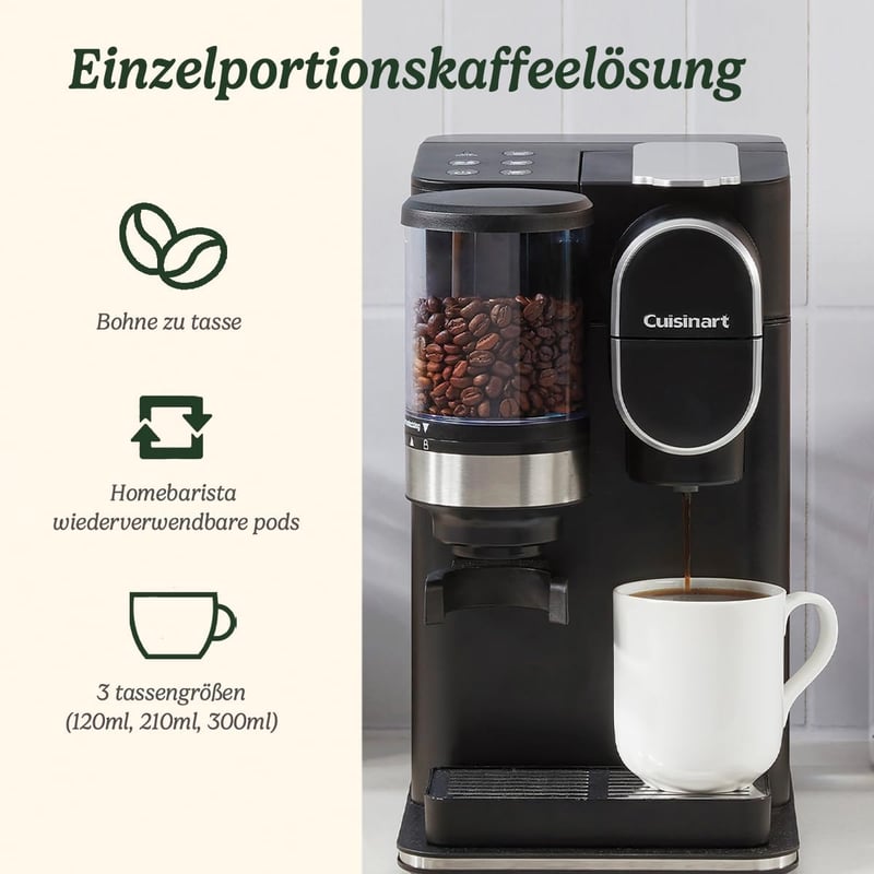Cuisinart Egycsésze Kávéfőző Beépített Kávédarálóval, Rozsdamentes Acél, 3 Adag Méret