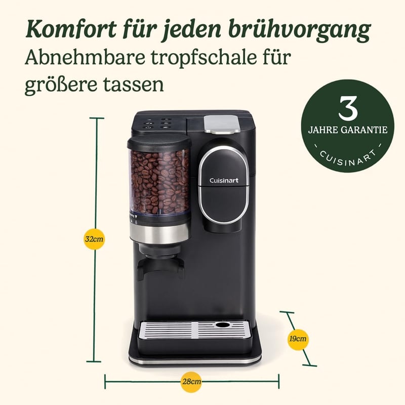 Cuisinart Egycsésze Kávéfőző Beépített Kávédarálóval, Rozsdamentes Acél, 3 Adag Méret