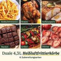 Teplovzdušná fritéza a rúra Cuisinart Tri Zone 13,6 l, bez PFAS, 3 zóny, 2x4,3 l košík, 5 l zásuvka, multifunkčná fritéza 9 v 1, gril, pizza, nehrdzavejúca oceľ 3