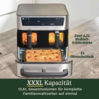 Teplovzdušná fritéza a rúra Cuisinart Tri Zone 13,6 l, bez PFAS, 3 zóny, 2x4,3 l košík, 5 l zásuvka, multifunkčná fritéza 9 v 1, gril, pizza, nehrdzavejúca oceľ 2