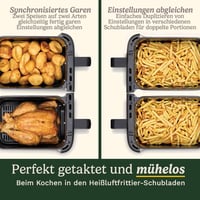 Teplovzdušná fritéza a rúra Cuisinart Tri Zone 13,6 l, bez PFAS, 3 zóny, 2x4,3 l košík, 5 l zásuvka, multifunkčná fritéza 9 v 1, gril, pizza, nehrdzavejúca oceľ 6