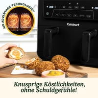 Friteuză cu aer cald Cuisinart XXL cu două zone 10,4 L (2x5,2 L), fără PFAS, Airfryer pentru prăjire, grătar, coacere și deshidratare, 8+ porții 8