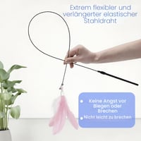 Culinavog Set 2 Jucării Undiță pentru Pisici cu Suport cu Ventuză, Jucărie Interactivă cu Pene pentru Stimularea Inteligenței Pisicilor și Pisicuțelor, Roz și Alb 2