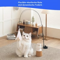 Culinavog Set 2 Jucării Undiță pentru Pisici cu Suport cu Ventuză, Jucărie Interactivă cu Pene pentru Stimularea Inteligenței Pisicilor și Pisicuțelor, Roz și Alb 5
