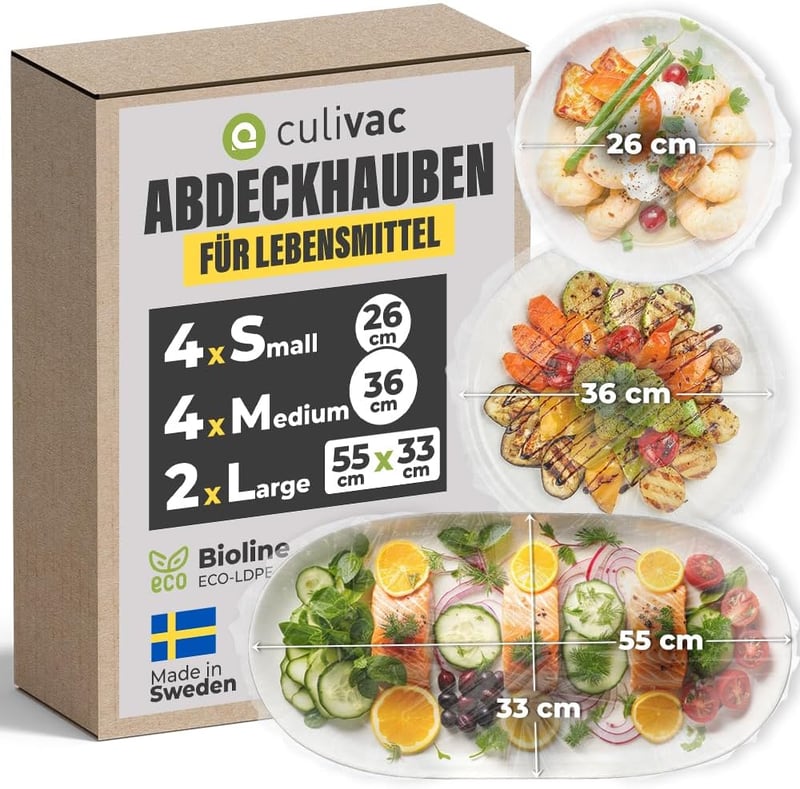 culivac Nyújtható Élelmiszer Takaró Szett - BPA Mentes Gumis Fólia Tálakhoz és Kenyérsütéshez