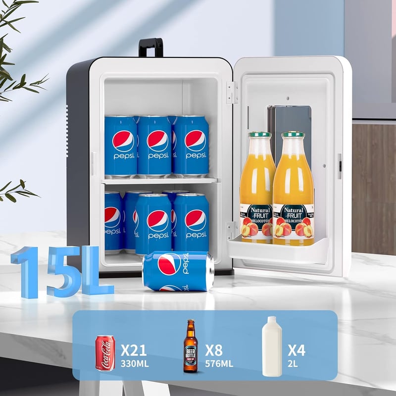 Cumeod 15L Mini Hűtőszekrény Fűtéssel, 12V/220V Autó Iroda Kollégiumi Ital Kozmetika