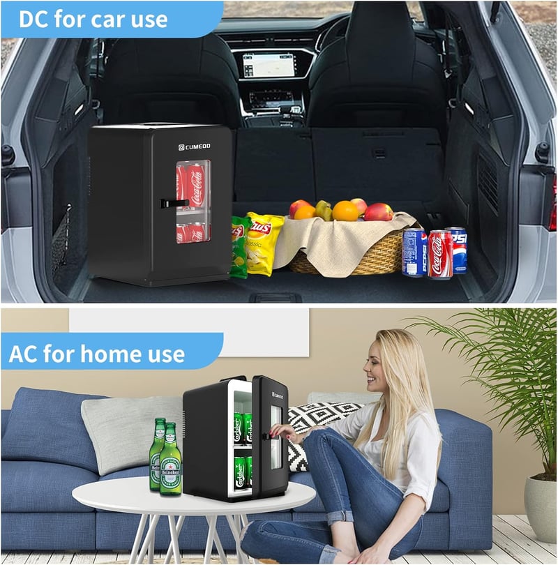 Cumeod 15L Mini Hűtőszekrény Fűtéssel, 12V/220V Autó Iroda Kollégiumi Ital Kozmetika