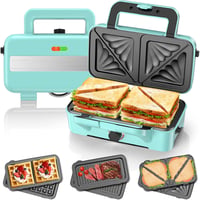 Cumeod 3az1-ben szendvics sütő, gofri készítő, kontakt grill 1200W menta zöld 1