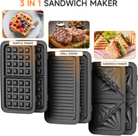 Cumeod 3az1-ben szendvics sütő, gofri készítő, kontakt grill 1200W menta zöld 6