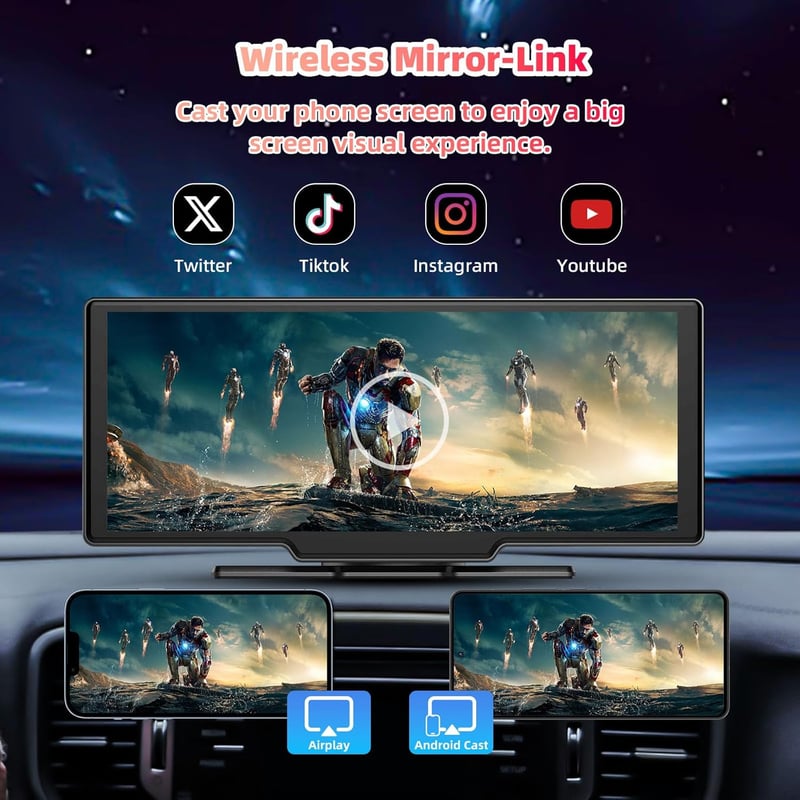 CUQI 10.26" Carplay Android autórádió 4K kamera vezeték nélküli tükrözéssel