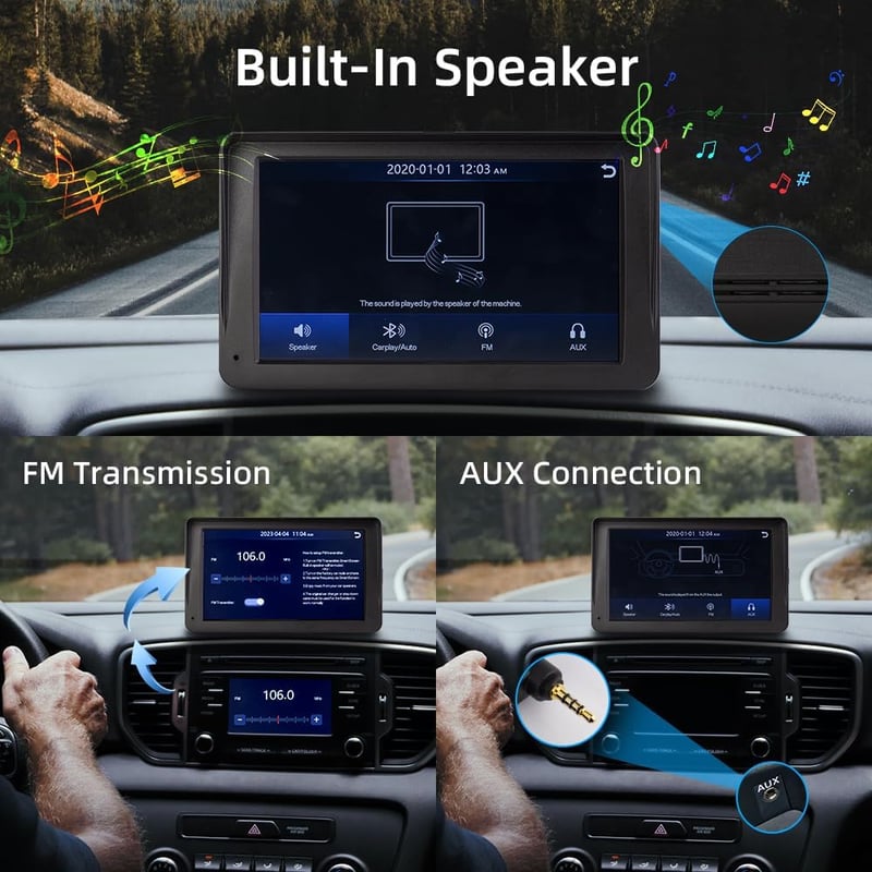 CUQI 7 Hüvelykes Wireless CarPlay Android Autó Kijelző 2K Kamera Bluetooth