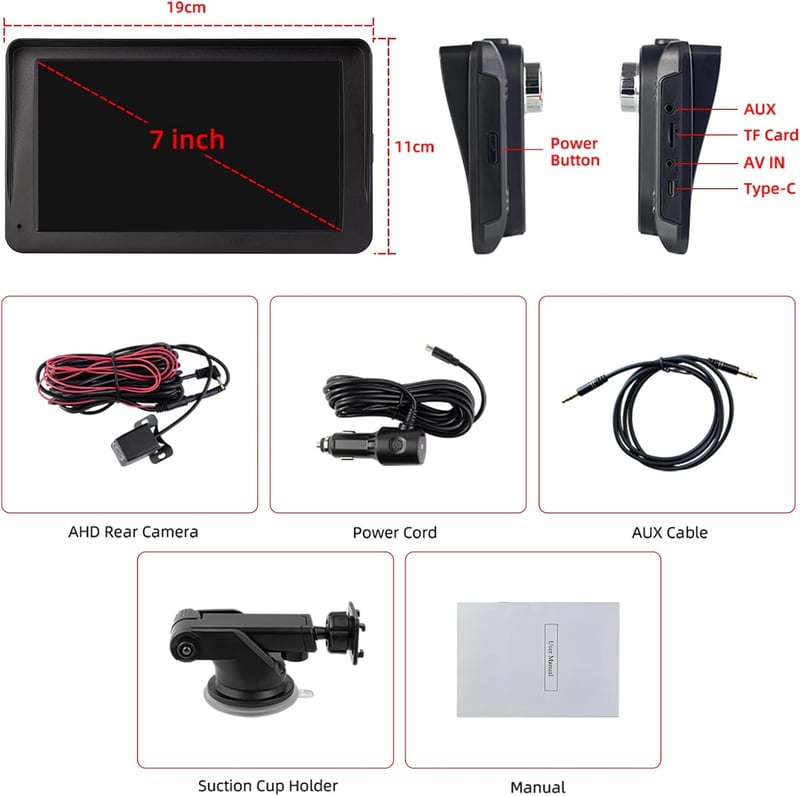 CUQI 7 Hüvelykes Wireless CarPlay Android Autó Kijelző 2K Kamera Bluetooth