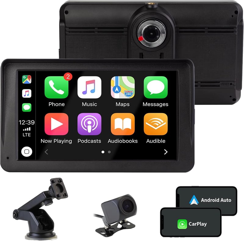 CUQI 7 Hüvelykes Wireless CarPlay Android Autó Kijelző 2K Kamera Bluetooth