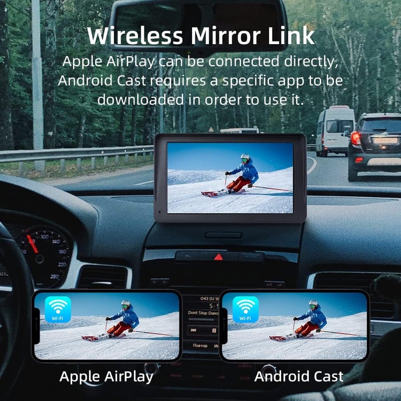 CUQI 7 Hüvelykes Wireless CarPlay Android Autó Kijelző 2K Kamera Bluetooth