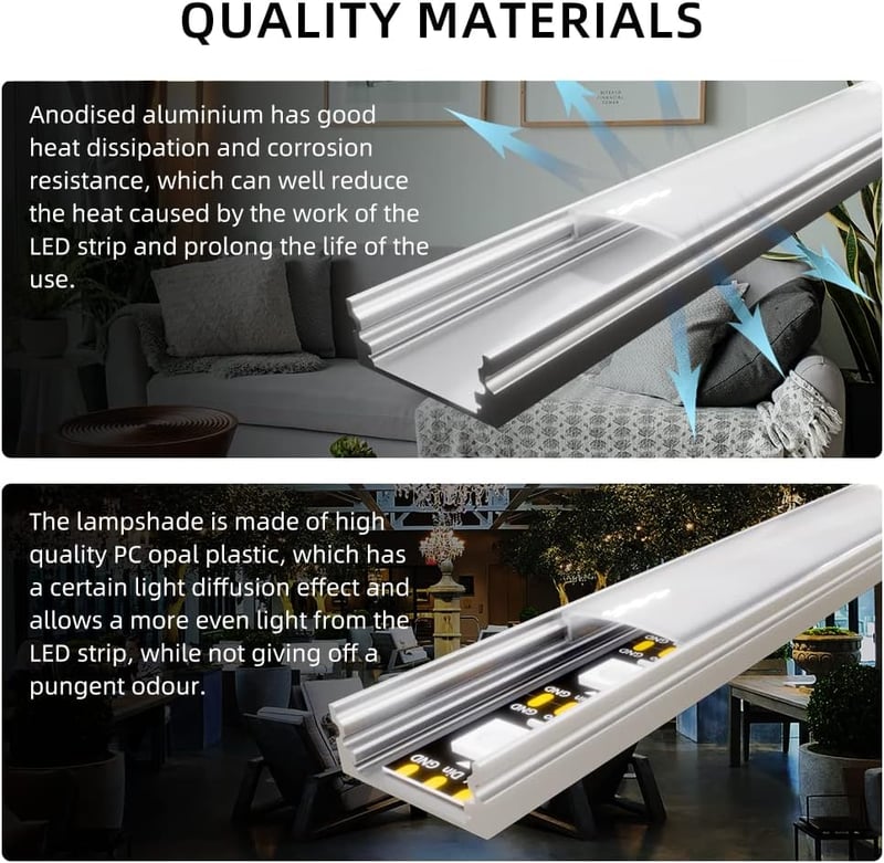 CUQI LED Profil Alumínium 10x40cm Tejüveg Burával Rögzítővel 10db