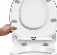 Capac WC CUQOO cu închidere lentă și sistem de eliberare rapidă – Capac de toaletă oval, alb, reglabil, antiderapant, 44x37 cm, dimensiune universală 1