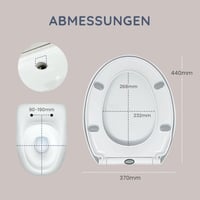 Capac WC CUQOO cu închidere lentă și sistem de eliberare rapidă – Capac de toaletă oval, alb, reglabil, antiderapant, 44x37 cm, dimensiune universală 7