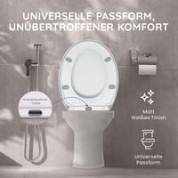 Capac WC CUQOO cu închidere lentă și sistem de eliberare rapidă – Capac de toaletă oval, alb, reglabil, antiderapant, 44x37 cm, dimensiune universală 5