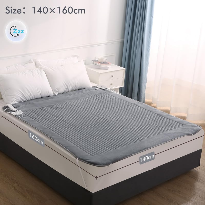 CURECURE Elektromos Ágymelegítő 160x140cm Kétágyas Ágyhoz 2 Zónás Termosztáttal