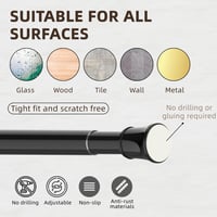 Curtain Pole No Drilling Black 50-70 cm | 1 Piece Telescopic Rod | Shower Rail & Curtain Rod for Clamping | Tension Rod for Shower and Window | Sturdy Clamping Rod - 48-70 cm, Black 3