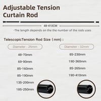 Curtain Pole No Drilling Black 50-70 cm | 1 Piece Telescopic Rod | Shower Rail & Curtain Rod for Clamping | Tension Rod for Shower and Window | Sturdy Clamping Rod - 48-70 cm, Black 4