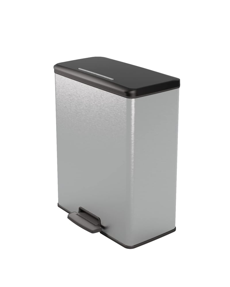 Curver Deco 65 literes téglalap alakú szemetes, metálszürke, konyha, mosókonyha, garázs, 486x284x615 mm, 100% újrahasznosított PP
