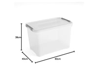Cutie de depozitare cu capac Curver Handy Plus, 65 litri, transparentă, 60x40x38,8 cm, depozitare multifuncțională pentru cameră, birou, garaj 6