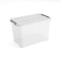 Cutie de depozitare cu capac Curver Handy Plus, 65 litri, transparentă, 60x40x38,8 cm, depozitare multifuncțională pentru cameră, birou, garaj 1