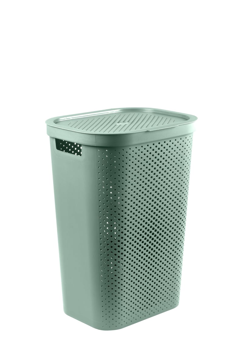 Kôš na bielizeň Curver Infinity 60 l s vekom a vetraním – ergonomické rukoväte – 70 % recyklovaný materiál – 43,7 x 35,1 x 60,2 cm – zelený