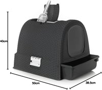 Curver Petlife Macskavécé Fedéllel és Lapáttal Rattan Hatású Antracit 51x38x40cm 8