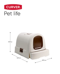 Krytá toaleta pre mačky Curver Petlife s lopatkou - biela - 51,5x38,5x40 cm 3