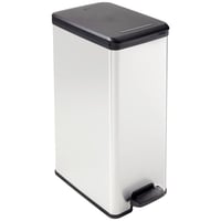 Odpadkový kôš s pedálom Curver Slim Bin 40 l, sivý, plast s kovovým vzhľadom, do kuchyne, kúpeľne a kancelárie, 39,3x25x60,7 cm, recyklovaný 1