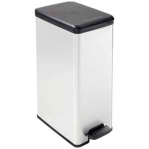 Curver Slim Bin kanta za otpatke s pedalom 40L, siva, izgled metala, plastična, za kuhinju, kupaonicu i ured, 39,3x25x60,7 cm, reciklirani materijal