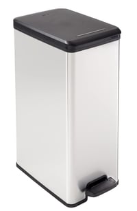 Odpadkový kôš s pedálom Curver Slim 40 l, oceľová farba, s vekom s tichým dovieraním a krúžkom na uchytenie vreca, 42 x 25 x 61 cm 1