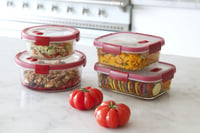 Dóza na potraviny Curver Smart Cook 2,3 l, 20x28,8x7,9 cm, obdĺžniková, priehľadná/červená, vhodná do chladničky, mrazničky, rúry a mikrovlnky 2