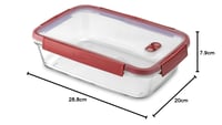 Dóza na potraviny Curver Smart Cook 2,3 l, 20x28,8x7,9 cm, obdĺžniková, priehľadná/červená, vhodná do chladničky, mrazničky, rúry a mikrovlnky 4