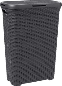 Curver Style fonott hatású szennyestartó kosár fedéllel, 40 L, antracit, 44,7 x 26,5 x 61,5 cm, fürdőszobai szennyes tároló 1