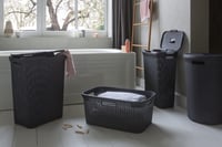 Curver Style fonott hatású szennyestartó kosár fedéllel, 40 L, antracit, 44,7 x 26,5 x 61,5 cm, fürdőszobai szennyes tároló 5