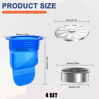 Cutefly Szilikon Padlólefolyó Szett 4db - Bűzzár Funkcióval, 41-46mm Csőátmérőhöz, Rovar és Szagmentes Fürdőszobai Zuhanylefolyó, Ezüst-Kék 2