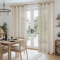 CUTEWIND Priehľadné záclony s krúžkami, béžové, 140x225 cm, súprava 2 ks, do obývačky a spálne, vzhľad ľanu, polyester 8