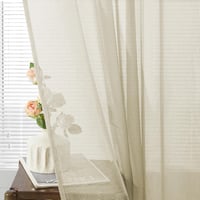 CUTEWIND Priehľadné záclony s krúžkami, béžové, 140x225 cm, súprava 2 ks, do obývačky a spálne, vzhľad ľanu, polyester 3