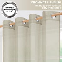 CUTEWIND Priehľadné záclony s krúžkami, béžové, 140x225 cm, súprava 2 ks, do obývačky a spálne, vzhľad ľanu, polyester 2