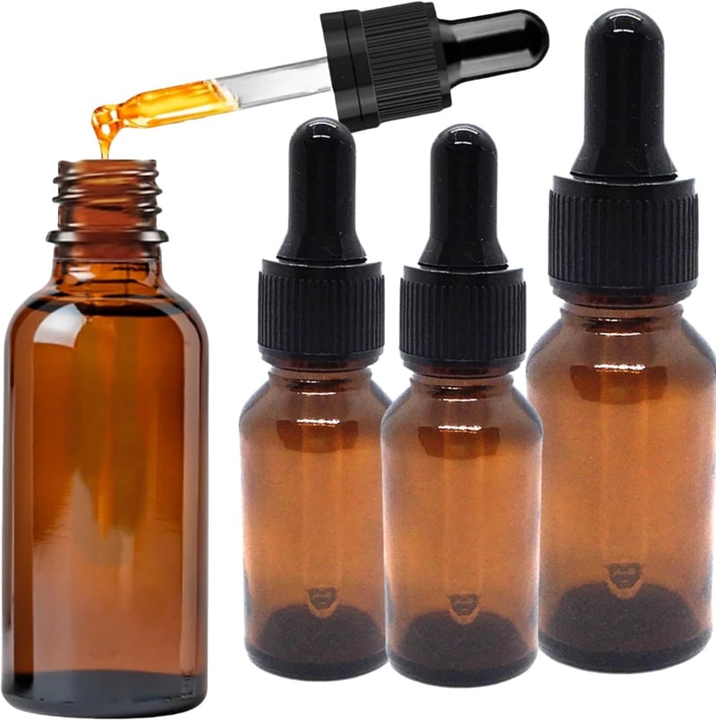 Cutiolly Barna Üveg Pipettás Flakon Szett - Illóolajokhoz, Aromaterápiához és Parfümökhöz - 10ml (1db) + 5ml (2db) - Hengeres Cseppentős Tár