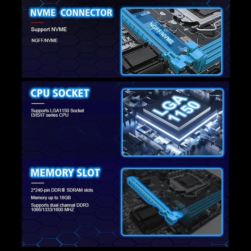 CUTULAMO H81 Gaming Alaplap LGA 1150 Foglalat, DDR3 16GB Támogatás, Intel i3/i5/i7/E3 V3 Processzorhoz, USB 3.0, VGA, HDMI, Asztali PC-hez