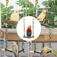 CVASNF Leagăn pentru păsări din lemn natural, jucărie tip stinghie pentru papagali peruși, canari, nimfe, pentru colivie 7