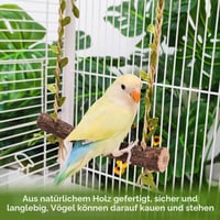 CVASNF Leagăn pentru păsări din lemn natural, jucărie tip stinghie pentru papagali peruși, canari, nimfe, pentru colivie 6