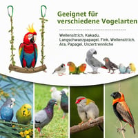 CVASNF Leagăn pentru păsări din lemn natural, jucărie tip stinghie pentru papagali peruși, canari, nimfe, pentru colivie 5