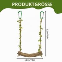 CVASNF Leagăn pentru păsări din lemn natural, jucărie tip stinghie pentru papagali peruși, canari, nimfe, pentru colivie 2